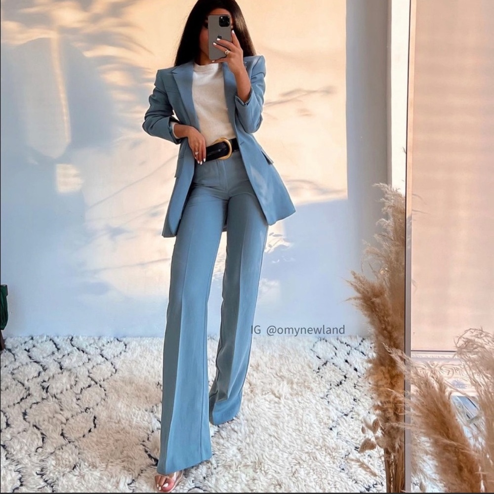 NWT Zara Menswear Style High Waisted Full Length Pleated Trouser Pants size S